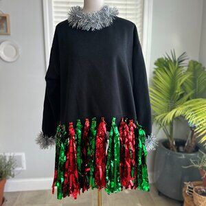 Ridiculous Hand-Decorated Ugly Christmas Holiday Crewneck Sweatshirt XL